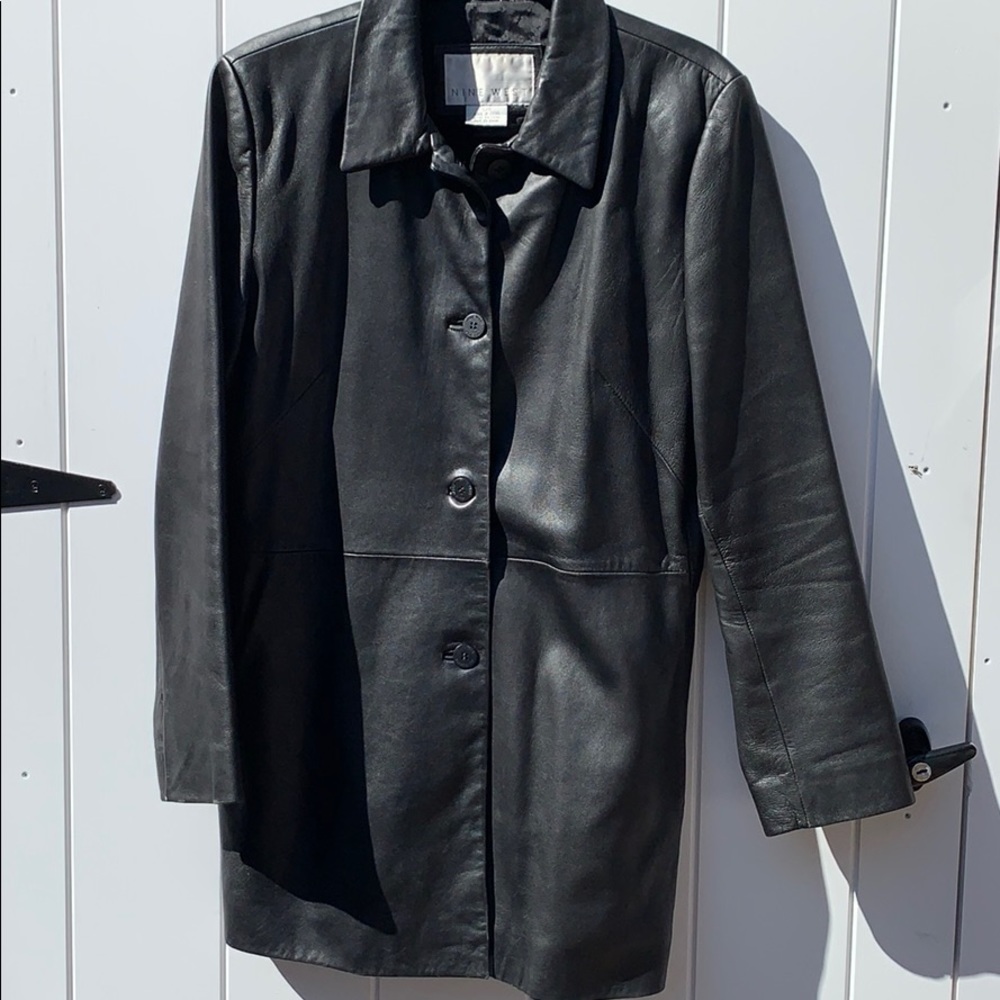 Nine West black leather jacket size L